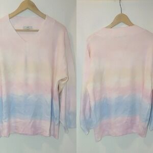 Fate Pastel Rainbow Tie-dye V-neck Sweater Small Medium Boutique Relaxed Fit